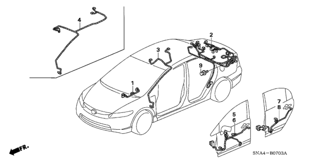 2008 Honda Civic Sub-Wire, Console Diagram for 32104-SNR-C00