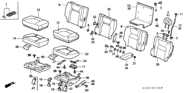 1999 Honda CR-V Rear Seat Diagram