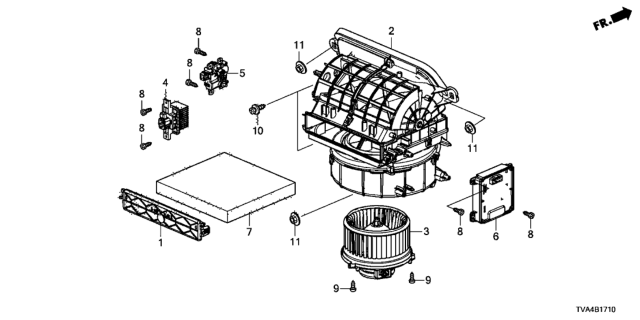 2018 Honda Accord Motor Assembly, Fan Diagram for 79310-TVA-A02