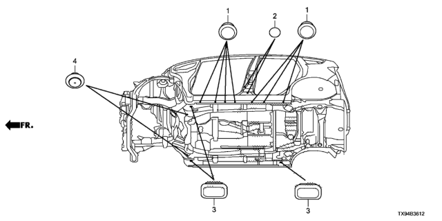 2013 Honda Fit EV 5 Door STD KL 1AT Grommet (Lower) Diagram