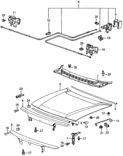 1985 Honda Accord 3 Door LX KH 4AT Hood Diagram