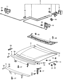 1985 Honda Accord Stay, Hood Open Diagram for 63512-SA5-670