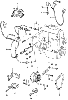 1981 Honda Accord Bracket, Alternator Diagram for 31112-671-000