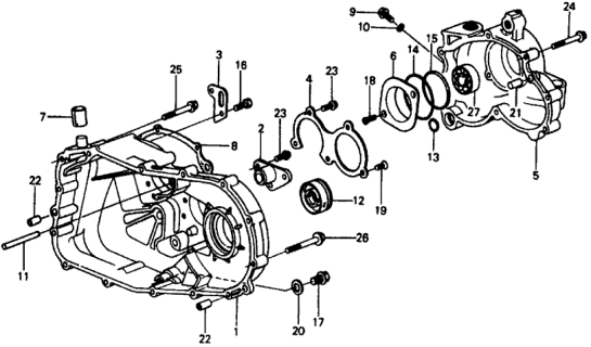 1977 Honda Civic HMT Transmission Housing Diagram