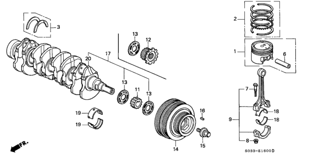 1998 Honda Civic 3 Door CX KA 4AT Crankshaft - Piston Diagram