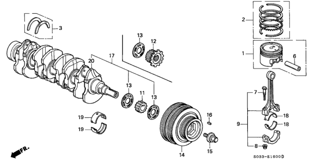 1996 Honda Civic Crankshaft - Piston Diagram