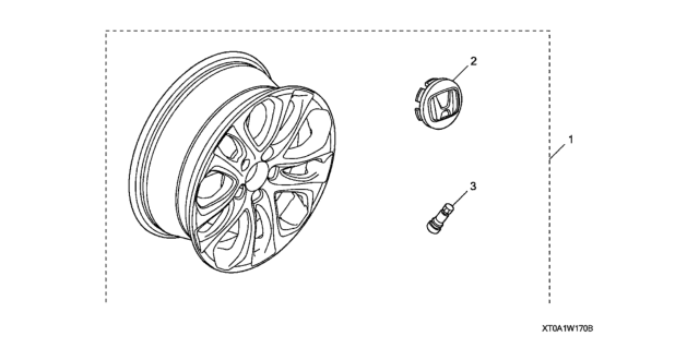 2016 Honda CR-V 5 Door EX-L (2WD) KA CVT Alloy Wheel (17") Diagram