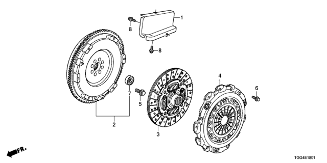 2017 Honda Civic Flywheel Complete Diagram for 22100-5DE-013