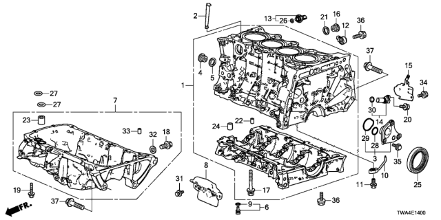 2021 Honda Accord Hybrid Heat Ins, Cylinder Block Diagram for 11941-5Y3-J00