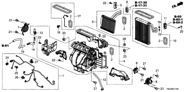 2020 Honda Civic 2 Door EX KL CVT Heater Unit Diagram
