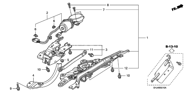 2005 Honda Odyssey Motor Assy., Power Tailgate Diagram for 74965-SHJ-A61