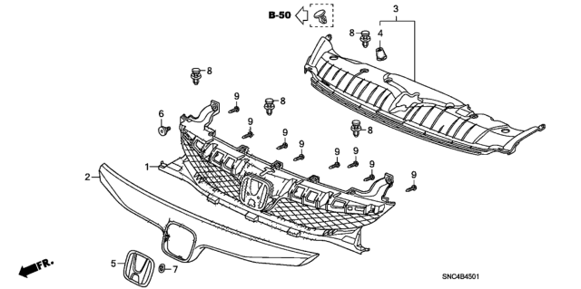 2010 Honda Civic Front Grille Diagram