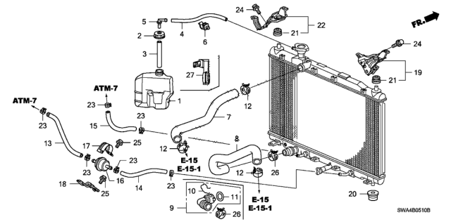 2011 Honda CR-V Tube, Reserve Tank Diagram for 19104-RZA-A01