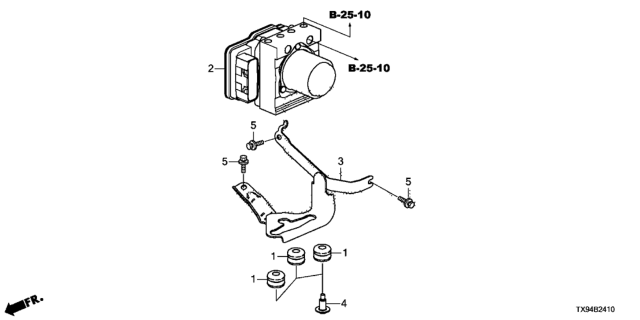 2013 Honda Fit EV Modulator Assy,Vs Diagram for 57110-TX9-335