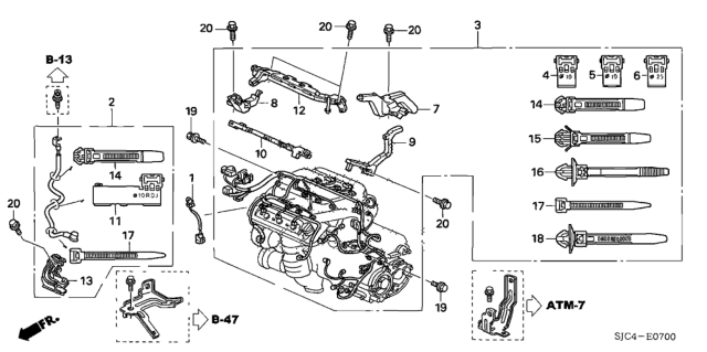 2007 Honda Ridgeline Holder G, Harness Diagram for 32133-RJE-A00