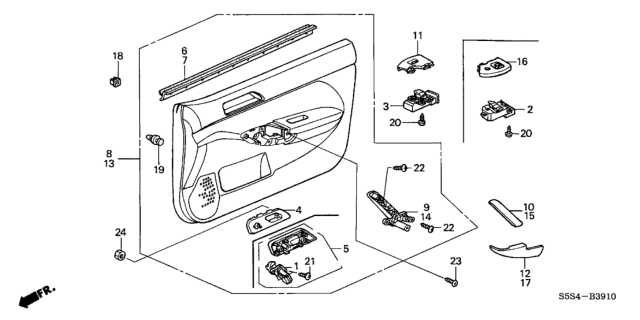 2004 Honda Civic Lining, R. FR. Door *NH1L* (BLACK) Diagram for 83533-S5T-A02ZB