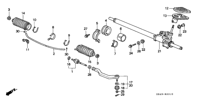 1992 Honda Civic Rack, Power Steering (Driver Side) Diagram for 53601-SR3-A52