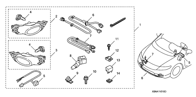 2010 Honda Civic 4 Door EX-L (NAVIGATION) KA 5AT Foglight Kit Diagram
