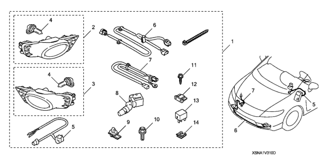 2011 Honda Civic Foglight Unit, Driver Side (Coo) Diagram for 33951-SNA-305