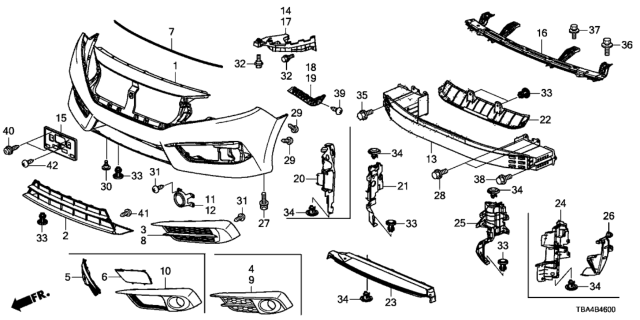 2017 Honda Civic Base, Front License Plate Diagram for 71145-TBA-A00