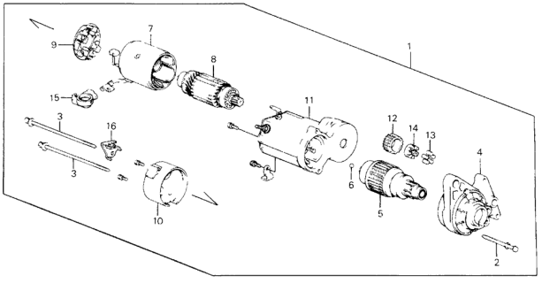 1990 Honda Civic 4 Door LX KA 4AT Starter Motor (Denso) Diagram 1