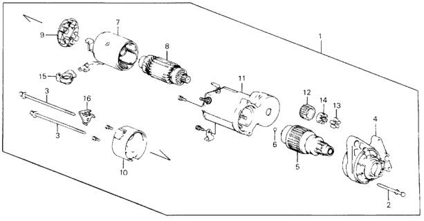 1990 Honda Civic Starter Motor (Denso) Diagram