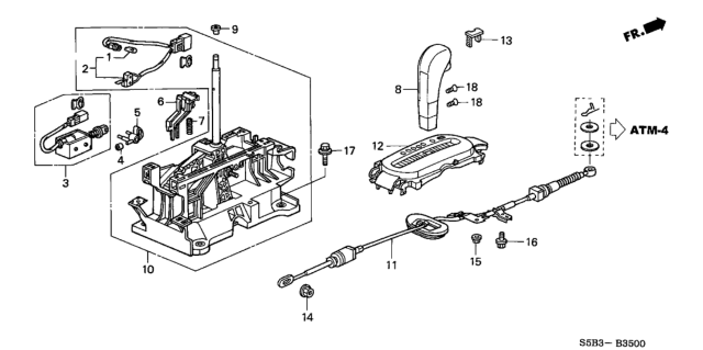 2003 Honda Civic Escutcheon, Console Diagram for 54710-S5B-A51