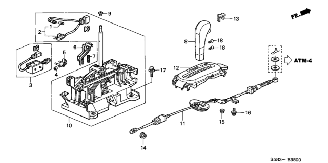 2004 Honda Civic Knob Assy., Select Lever *NH167L* (GRAPHITE BLACK) Diagram for 54130-S5A-F82ZC