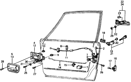 1977 Honda Civic 3 Door ** (1500) KL HMT Door Lock Diagram