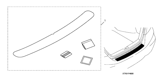 2013 Honda Civic 4 Door MX (HYBRID NAVIGATION) KA CVT Rear Bumper Applique 4D Diagram