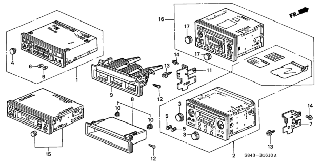 1999 Honda Accord Knob, On-Off Volume Control Diagram for 39103-S84-A11