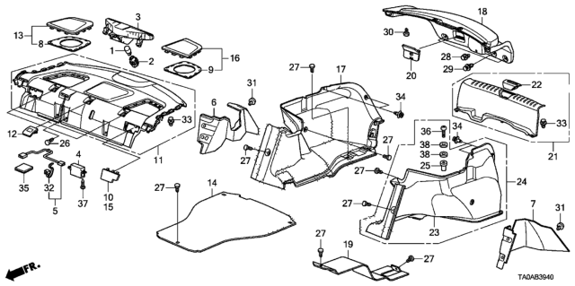 2012 Honda Accord Lid, R. Shock Absorber Maintenance *NH167L* (GRAPHITE BLACK) Diagram for 84504-TA0-A01ZA