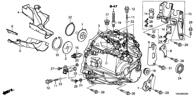 2018 Honda Civic MT Transmission Case Diagram