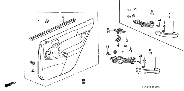 1997 Honda Civic Base, L. Door Grip *YR164L* (Power Window) (MEDIUM TAUPE) Diagram for 83591-S04-900ZD