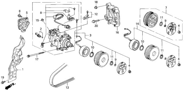 1993 Honda Prelude A/C Compressor (Sanden) Diagram 2
