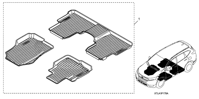 2018 Honda CR-V All Season Floor Mats (Black/Blue) Diagram