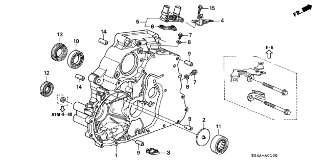 1999 Honda Civic 4 Door GX (ABS) KA 4AT AT Torque Converter Housing Diagram