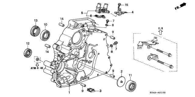 1998 Honda Civic AT Torque Converter Housing Diagram