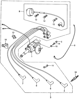 1981 Honda Civic 4 Door ** (1500) KH HMT Distributor - Spark Plug Diagram