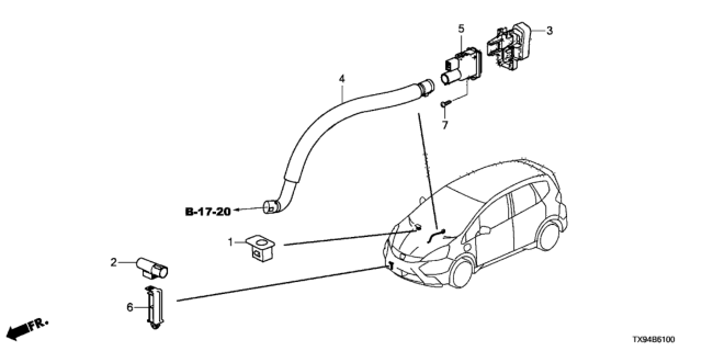 2013 Honda Fit EV Garnish, In Car Sensor Diagram for 80531-TF0-G00