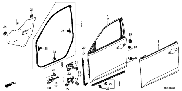 2021 Honda Insight Hinge, Right Front Door (Lower) Diagram for 67420-T2F-A02ZZ