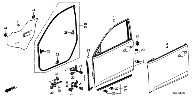 2021 Honda Insight Hinge, Left Front Door (Upper) Diagram for 67450-T2F-A02ZZ