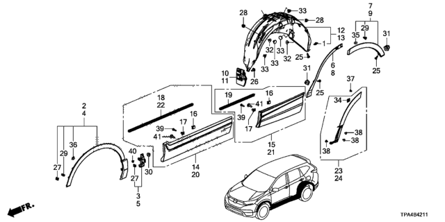 2021 Honda CR-V Hybrid Garnish Assy., L. RR. Door (Lower) Diagram for 75333-TLA-A01