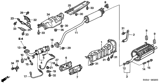 2003 Honda Civic Rubber, Exhuast Mounting Diagram for 18215-S5D-A01
