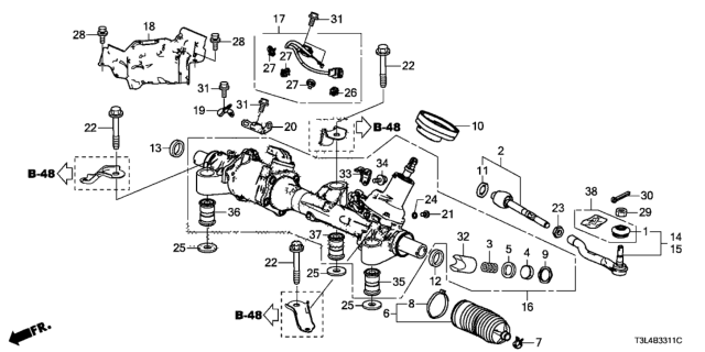 2016 Honda Accord End Complete, Tie Rod Diagram for 53540-T2A-A01