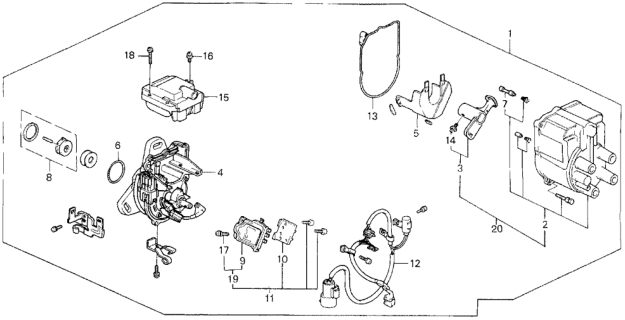 1988 Honda Civic Distributor Assembly (Td-01U) (Tec) Diagram for 30100-PM5-A02