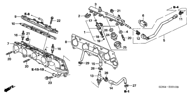 2006 Honda Accord Gasket, Injector Base Diagram for 17105-RAA-A01