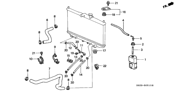 2000 Honda Accord 2 Door LX KA 5MT Radiator Hose Diagram
