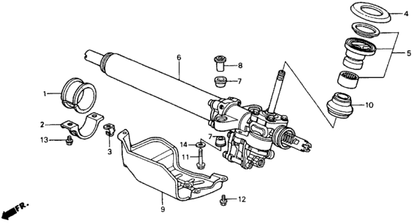 1990 Honda Accord Rack Assembly, Power Steering Diagram for 53601-SM4-A01