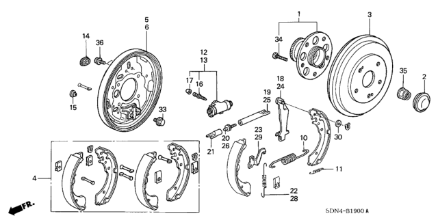 2005 Honda Accord 2 Door LX KA 5MT Rear Brake (Drum) Diagram